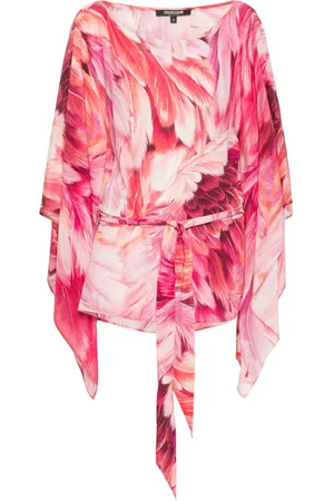 Roberto Cavalli Plumage-print short kaftan