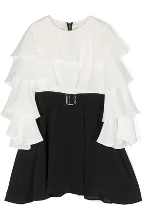Balmain Logo-plaque tiered mini dress