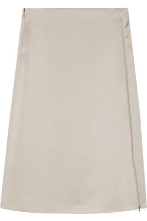 Vince Zip-up satin midi skirt