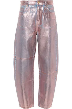 Ganni Foil Stary high-rise tapered-leg jeans