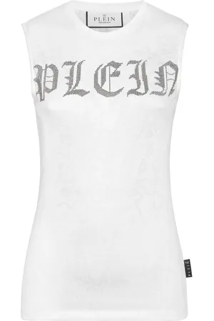 Philipp Plein Crystal-embellished logo-print tank top