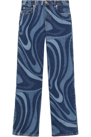 Puccini Marmo-print straight-leg jeans