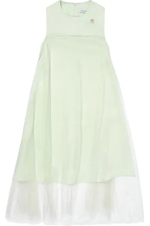 Calvin Klein Tulle-overlay empire dress