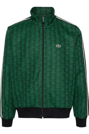 Lacoste Monogram-jacquard zipped sweatshirt