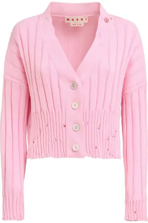 Marni Distressed cropped cotton cardigan