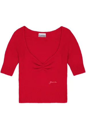 Ganni Ruched wool top