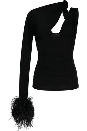 RACHEL GILBERT Tanner fur-detail asymmetric blouse