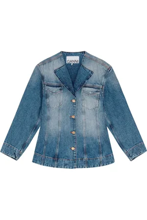 Ganni Raw-cut denim blazer
