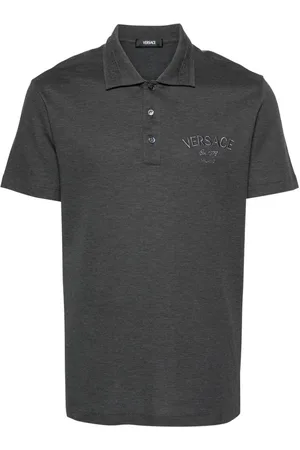 VERSACE Logo-embroidered cotton polo shirt