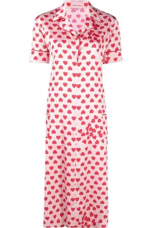Natasha Zinko Heart-print satin shirt dress