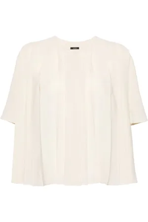 Joseph Bouloi collarless pleated blouse
