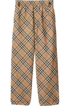 BURBERRY Striped checked cotton-blend wide-leg pants