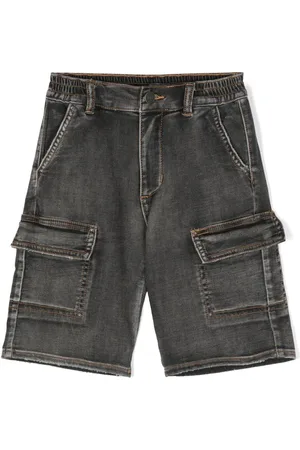 MONNALISA Logo-appliqué denim cargo shorts