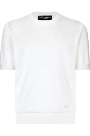 Dolce & Gabbana Logo-embroidered silk knitted top