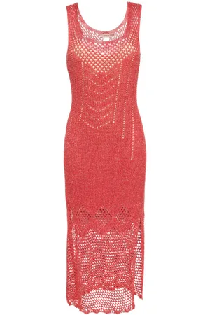 Twin-Set Metallic open-knit maxi dress