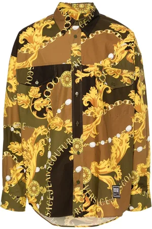 VERSACE Chain Couture-print cotton shirt