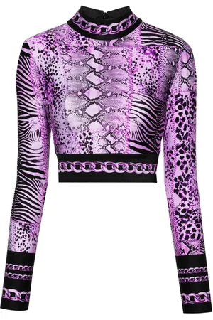 Roberto Cavalli Snakeskin-printed crop top