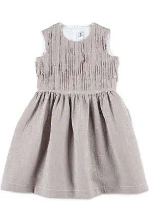 Il gufo Striped pleated midi dress