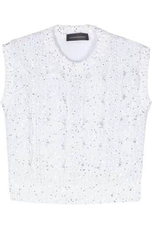 LORENA ANTONIAZZI Sequin-embellished knitted tank top