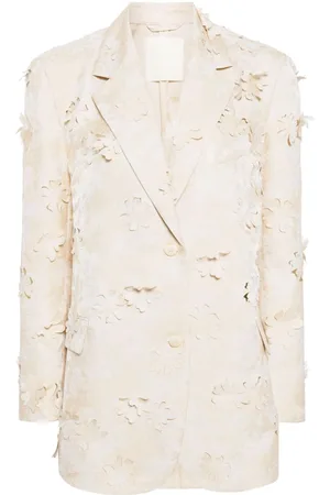 JNBY Floral-appliqué single-breasted blazer