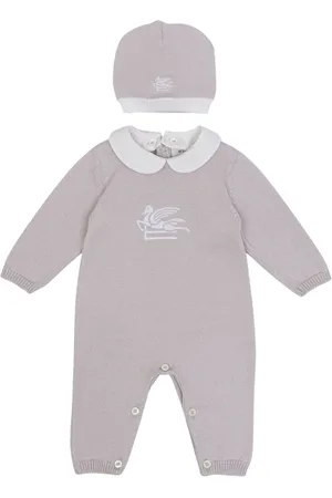 Etro Pegaso-embroidered knitted romper set