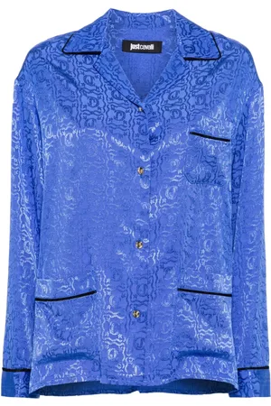 Roberto Cavalli Logo snake-jacquard shirt