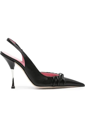 BLUMARINE Gathered leather slingback pumps