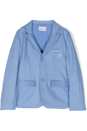 Trussardi Logo-embroidered linen blazer