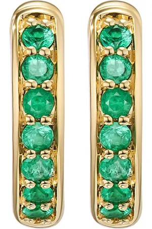 David Yurman 18kt yellow Petite Pav?? emerald huggie earrings