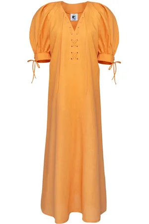 Sleeper Garden linen puff-sleeve dress