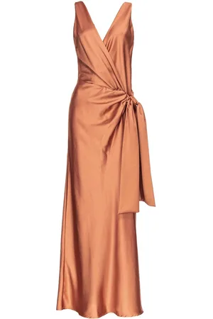 Pinko V-neck flared satin dress