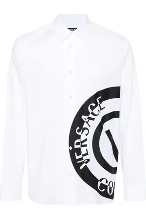 VERSACE Logo-print cotton shirt