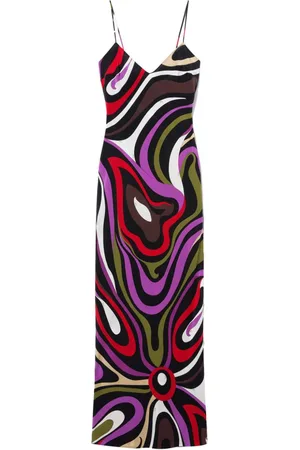 Puccini Marmo-print silk maxi dress