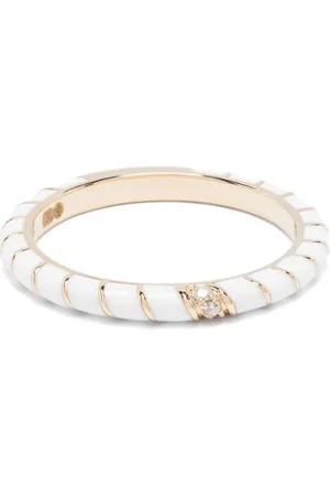 YVONNE LÉON 9kt yellow Alliance Torsade Email diamond band ring