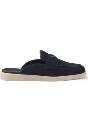 Prada Triangle-logo backless suede loafers