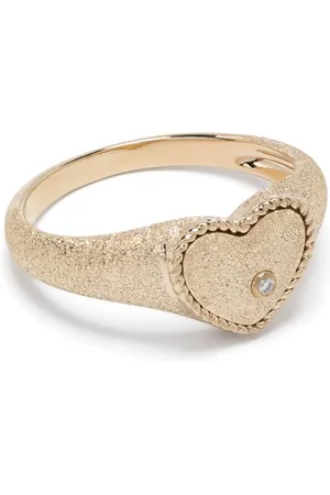 YVONNE LÉON 9kt yellow Baby Chevali??re Coeur diamond signet ring