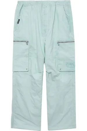 Izzue Logo-embroidery crinkled cargo trousers