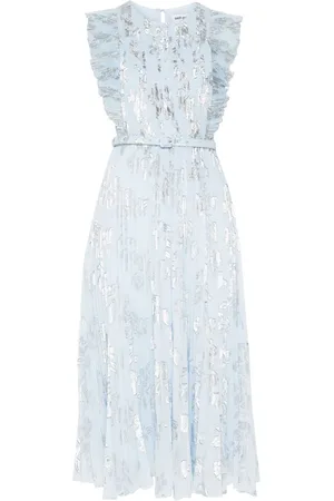 Self-Portrait Pintuck pleated midi dress