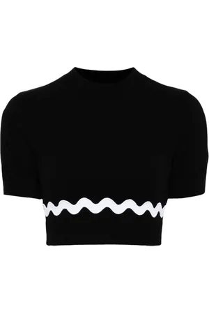 Patou Wave wool-blend cropped jumper