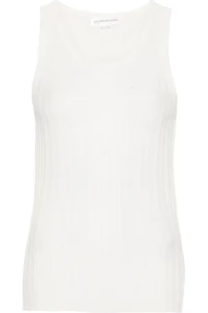 Victoria Beckham Striped fine-knit tank top
