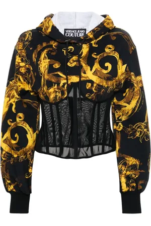 Versace Jeans Couture Baroque Logo Printed Hoodie - Farfetch