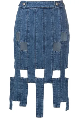 MISCI Pixel asymmetric denim skirt