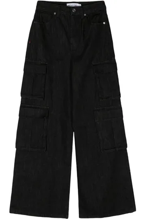 Self-Portrait Mid-rise wide-leg cargo jeans