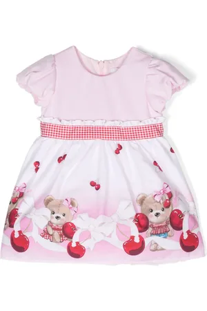 MONNALISA Teddy Bear-print flared dress