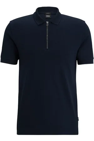 HUGO BOSS Zip-neck cotton polo shirt