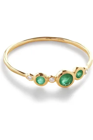 Monica Vinader 14kt yellow Siren diamond and emerald ring