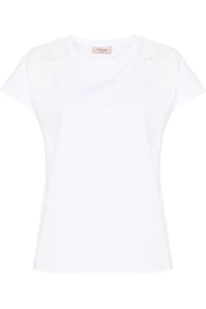 Twin-Set Floral-appliqu?? cotton T-shirt