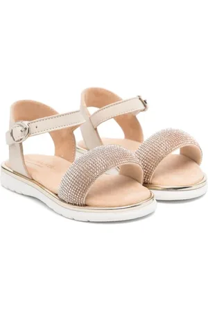 BabyWalker rhinestone-embellished leather sandals - White