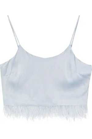 Twin-Set Feather-trim satin crop top