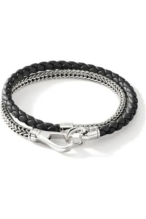 John Hardy Sterling and leather wrap bracelet